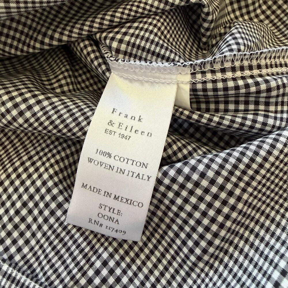 Frank & Eileen Oona Continuous Sleeve Button Up Shirt Black White Plaid Size M - Picture 5 of 9